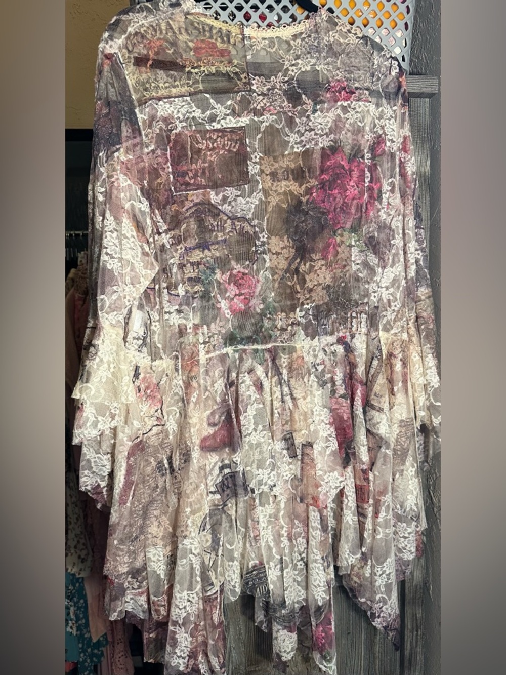 Vintage Floral Patchwork tank top and kimono in Blush Rose Rodeo theme. - Picture 5 of 7